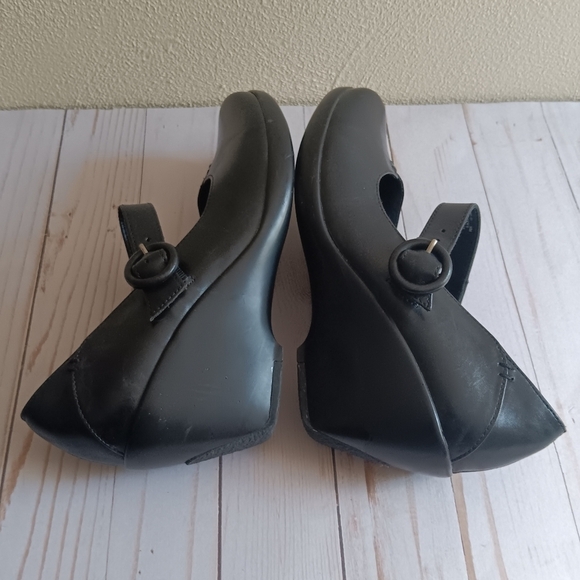 Underfoot| Black Leather Mary Jane Wedge Heel Sz 9 Comfort Minimal Professional main image 1